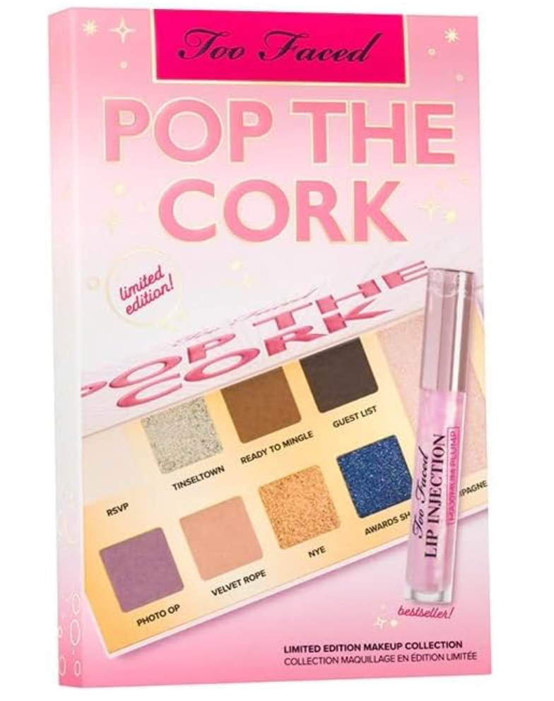 TOO FACED POP THE CORK - PALETA DE SOMBRAS EDICION LIMITADA Y LIP INJECTION